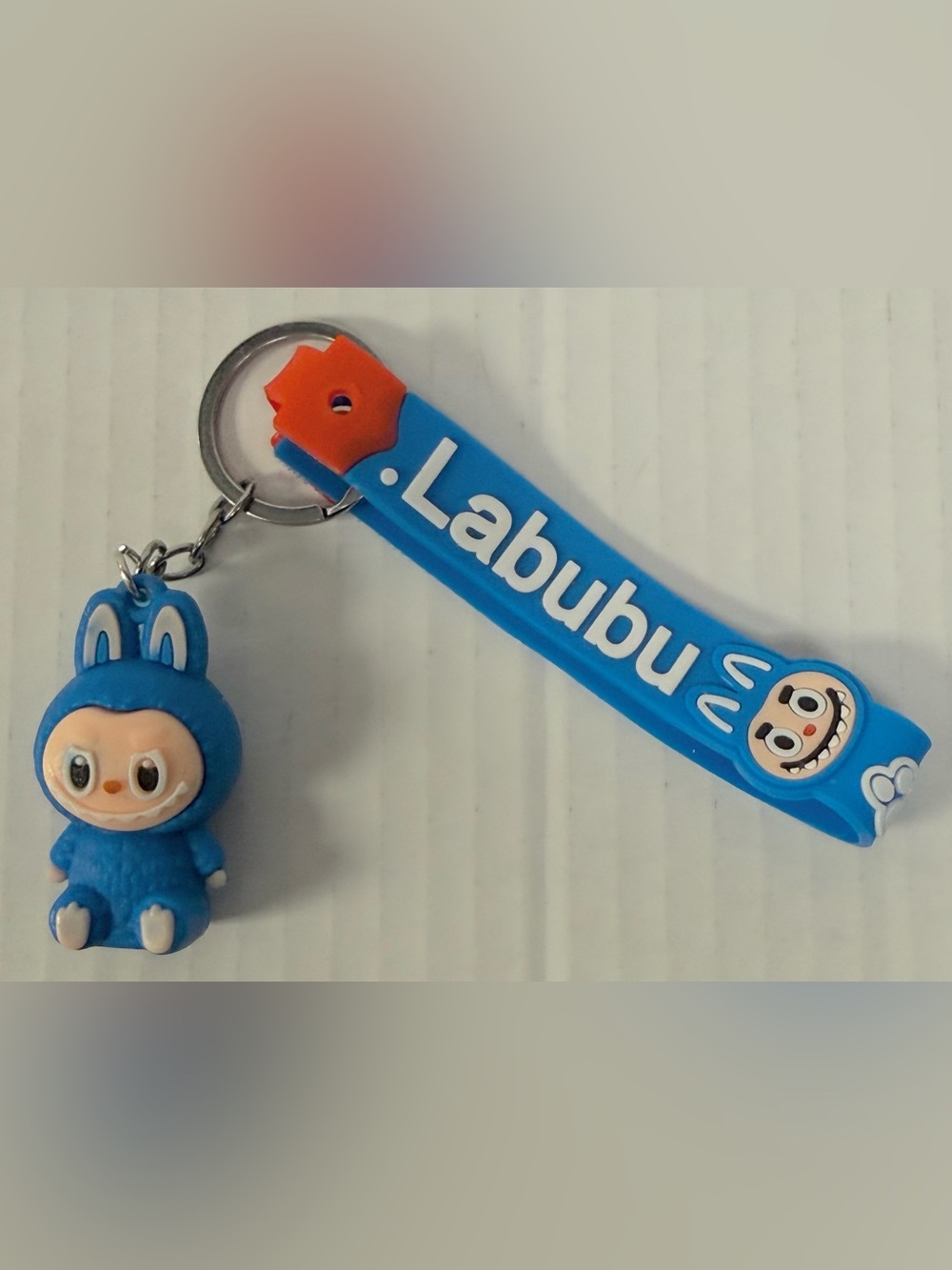 Cute Labubu Inspired Blue 3D Rubber Keychain Bag Charm Wristlet